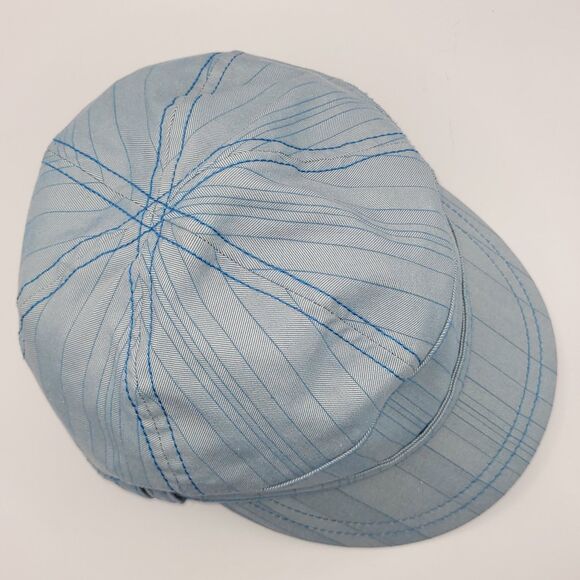 Pistil Hat Men Women Sky Blue Striped Casual Cap Newsboys Cadet Fiddler VGUC - Picture 6 of 9